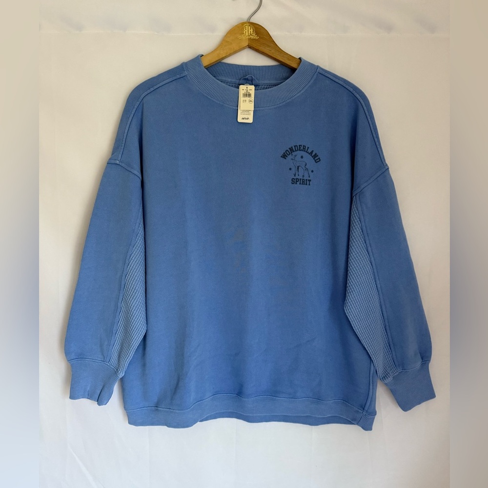Aerie Getaway Sweatshirt Blue Crewneck Sweatshirt XS